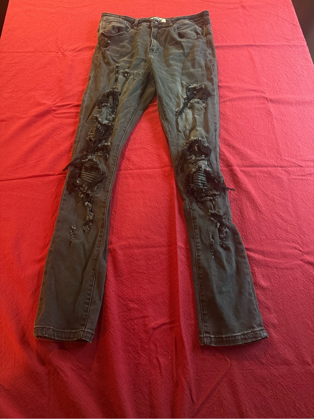 Black Distressed Biker Skinny Jeans